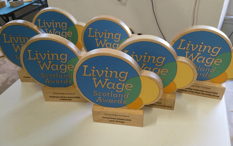 Custom made wood Living Wage Awards