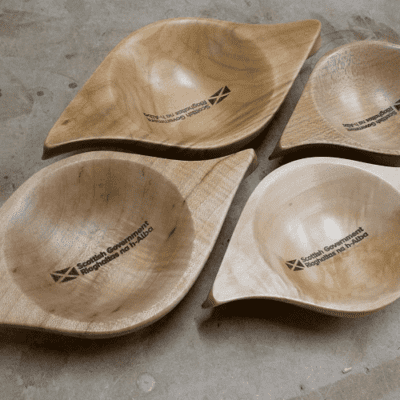 Custom wood quaichs for The Scottish Government Custom wood quaichs for The Scottish Government